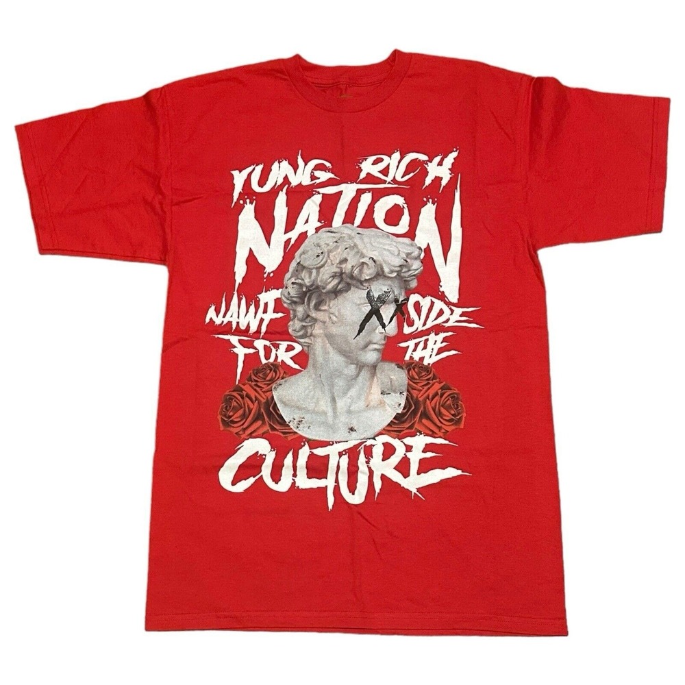 Yung Rich Nation YRN Red Graphic Tee Nawf Side For The Culture Mens M Streetwear